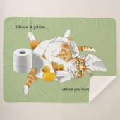 Couverture Sherpa Ginger Orange Chat Drôle Toilette Papier (Devant (Horizontal))