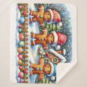 Couverture Sherpa Gingerbread Family Snowy Christmas Scene (Devant)