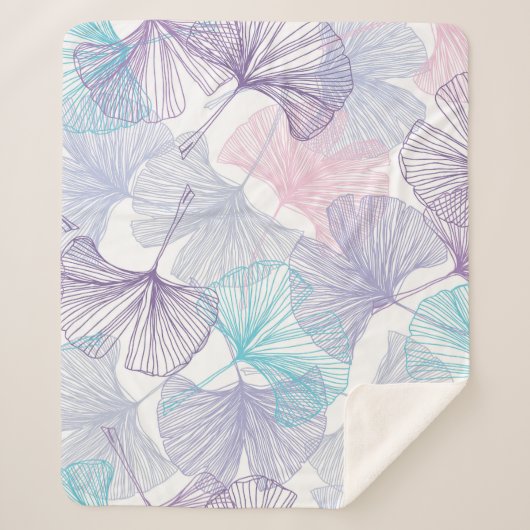 Couverture Sherpa Gingko Biloba Rose Quartz Motif (Devant)