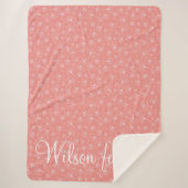 Couverture Sherpa Ginkgo Feuille Blanc Et Corail Famille Monogramme (Devant)