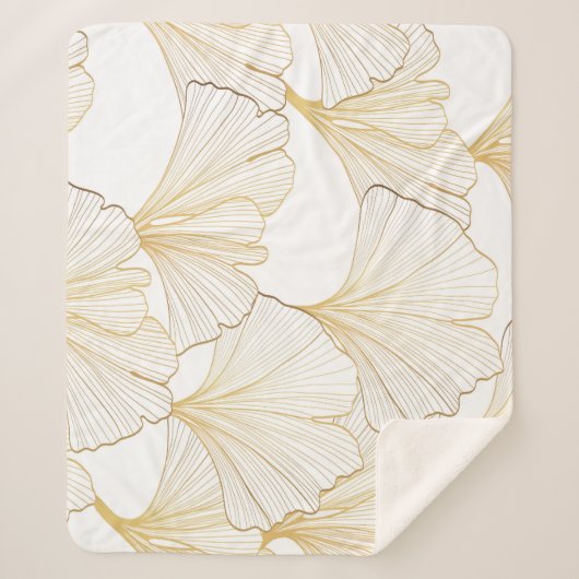 Couverture Sherpa Ginkgo Gold : Arrangement de feuille luxueux (Devant)
