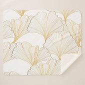 Couverture Sherpa Ginkgo Gold : Arrangement de feuille luxueux (Devant (Horizontal))