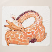 Couverture Sherpa Giraffe dormante : Aquarelle douce (Devant (Horizontal))