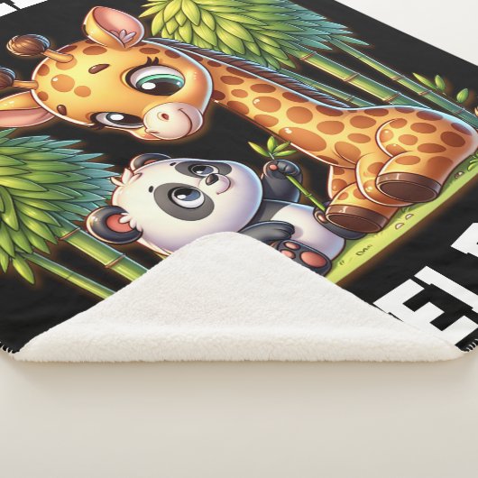 Couverture Sherpa Giraffe et Panda Nom monogrammé | (3/4)
