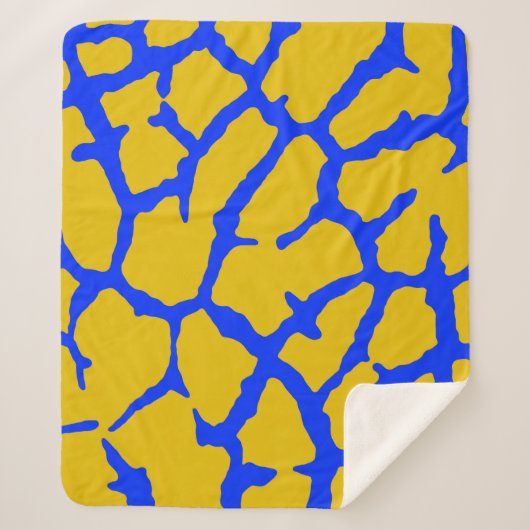 Couverture Sherpa Giraffe Imprimer bleu jaune (Devant)
