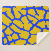Couverture Sherpa Giraffe Imprimer bleu jaune (Devant (Horizontal))