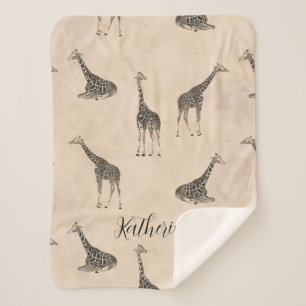 Couverture Sherpa Giraffe Safari Animal Botanique