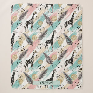 Couverture Sherpa Giraffe Whimsical Polka Dot Motif - Pastel
