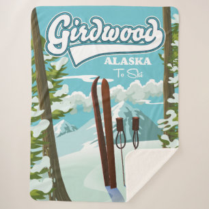 Couverture Sherpa Girdwood Alaska to ski Magnet