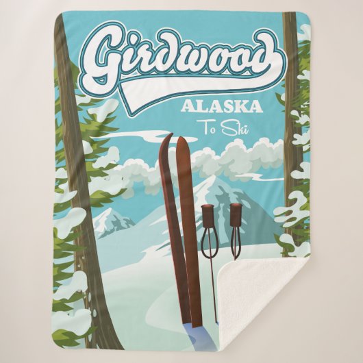 Couverture Sherpa Girdwood Alaska to ski Magnet (Devant)