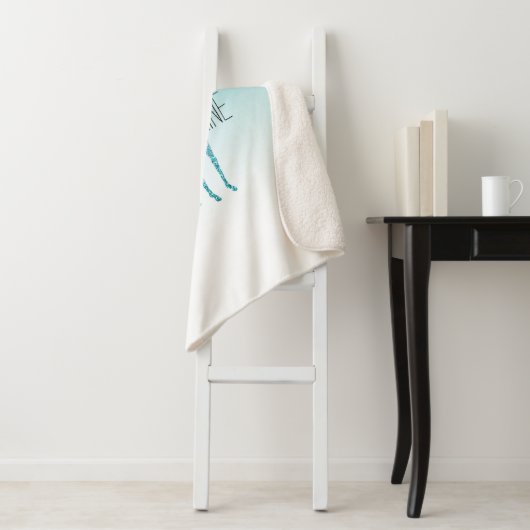 Couverture Sherpa Girly Glitz Aqua Turquoise Parties scintillant Uni (En situation)