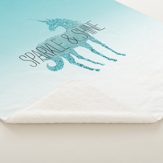 Couverture Sherpa Girly Glitz Aqua Turquoise Parties scintillant Uni (3/4)