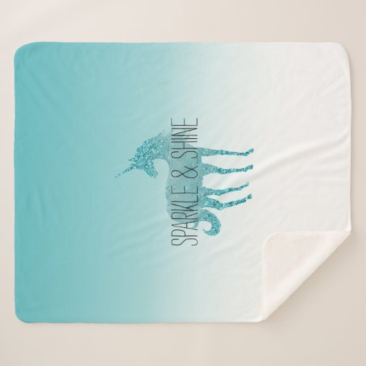 Couverture Sherpa Girly Glitz Aqua Turquoise Parties scintillant Uni (Devant (Horizontal))
