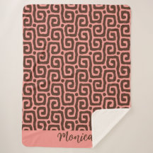 Girly pink &brown Abstract monogram name pattern