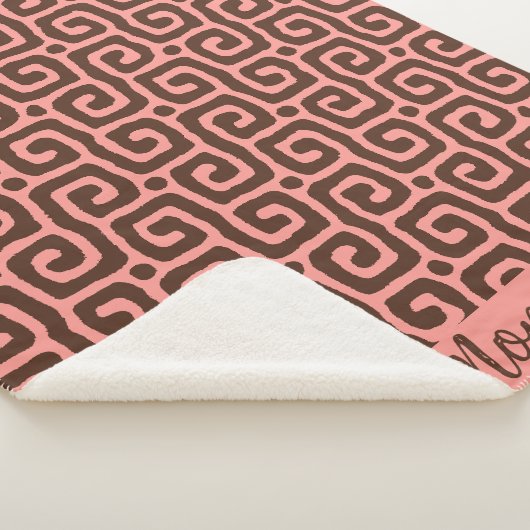 Couverture Sherpa Girly pink &brown Abstract monogram name pattern (3/4)