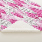 Couverture Sherpa Girly Pink Silver Glam Christmas Trees Stripes (3/4)