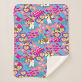 Couverture Sherpa Gizmo | Pink Peace & Love Pattern (Devant)