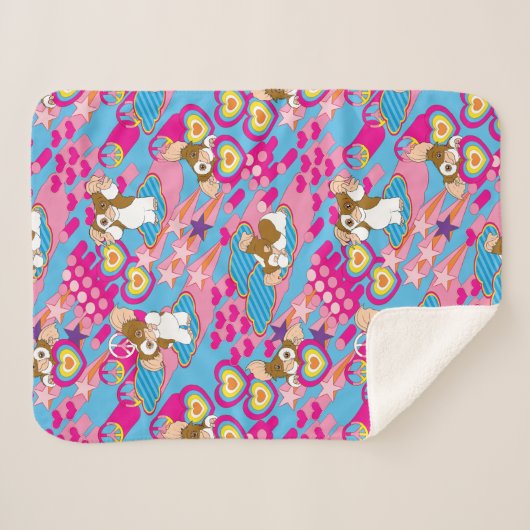 Couverture Sherpa Gizmo | Pink Peace & Love Pattern (Devant (Horizontal))