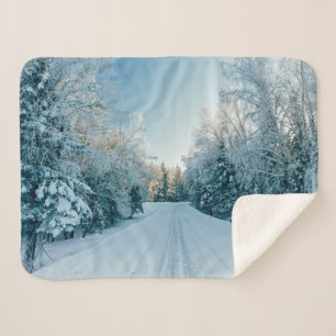 Couverture Sherpa Glace et neige   Route d'hiver gelée Russie, Sibér