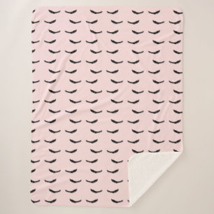 Couverture Sherpa Glam aux cils noirs rose vif