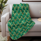 Couverture Sherpa Glam Emerald Green Gold Tropical Foliing