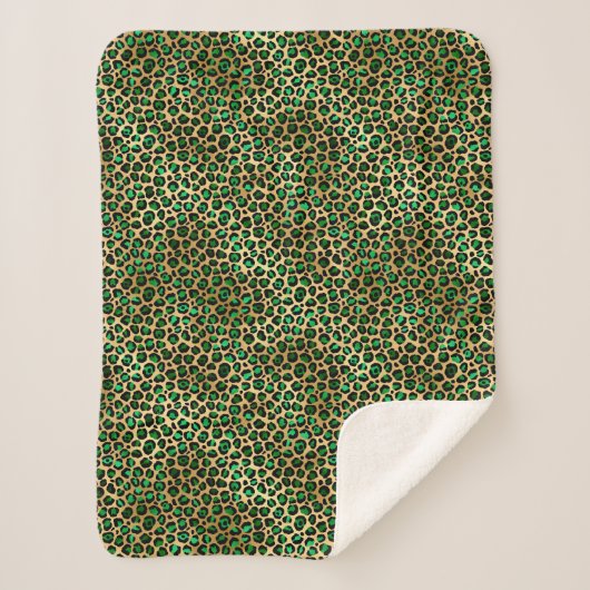 Couverture Sherpa Glam Emerald Green Leopard Spod Motif (Devant)