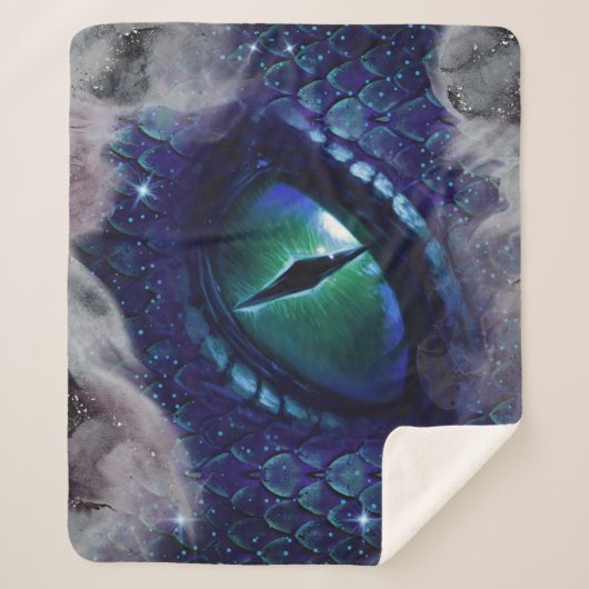 Couverture Sherpa Glam Enk Gothique Bleu Dragon Médiéval (Devant)