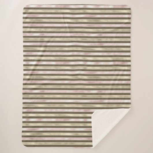 Couverture Sherpa Glam Gold Blush rose Brown rayures (Devant)