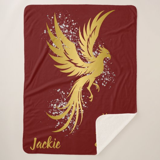 Couverture Sherpa Glam Gold Phoenix Silver Parties scintillant Monog (Devant)