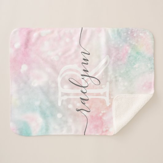 Couverture Sherpa Glam Parties scintillant rose Pastel Motif fille (Devant (Horizontal))