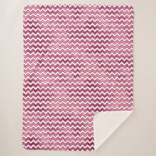 Couverture Sherpa Glamme rose blanc Zigzag (Devant)