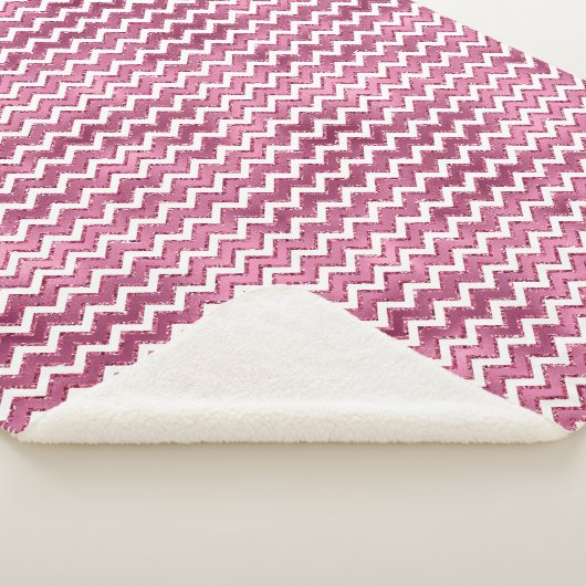 Couverture Sherpa Glamme rose blanc Zigzag (3/4)