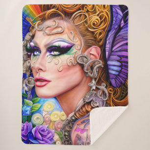 Couverture Sherpa Glisser-Couleur Queen Design
