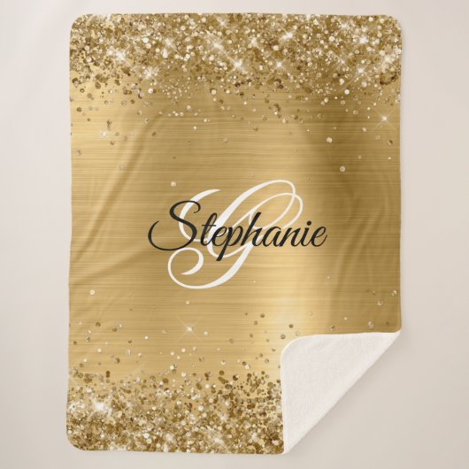 Couverture Sherpa Glitterie or huile Fancy Monogramme (Devant)