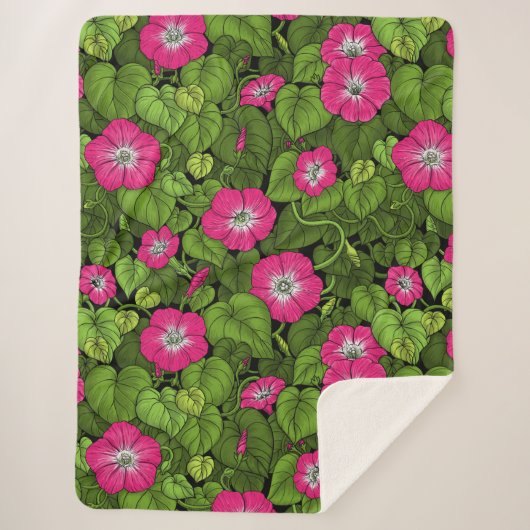 Couverture Sherpa Gloire du matin en rose et vert (Devant)