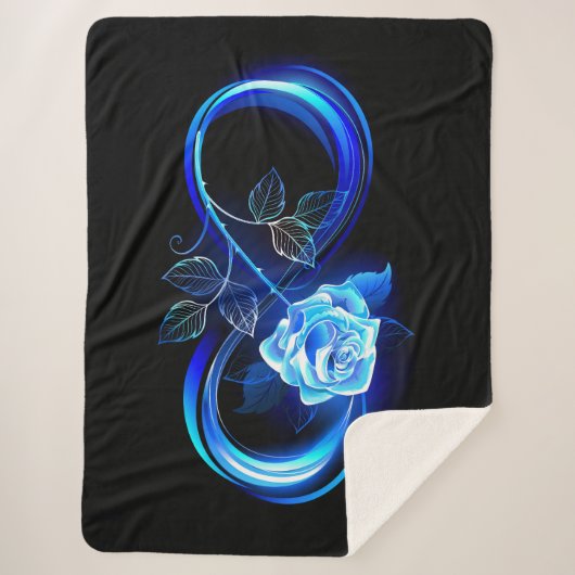 Couverture Sherpa Glowing infinity with blue rose (Devant)