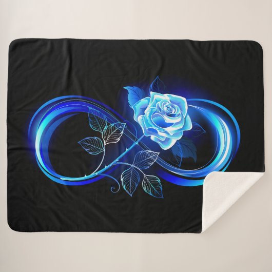 Couverture Sherpa Glowing infinity with blue rose (Devant (Horizontal))