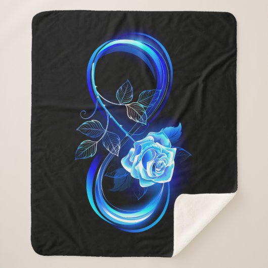 Couverture Sherpa Glowing infinity with blue rose (Devant)