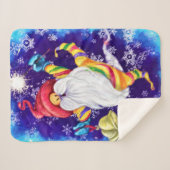 Couverture Sherpa Gnome de Noël avec cloches Baby Sherpa Blanket (Devant (Horizontal))