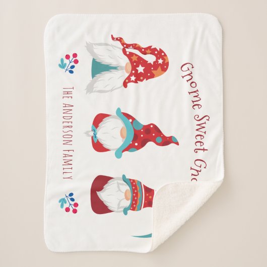 Couverture Sherpa Gnome Sweet Gnome Cute Simple Vacances Elf Moderne (Devant)