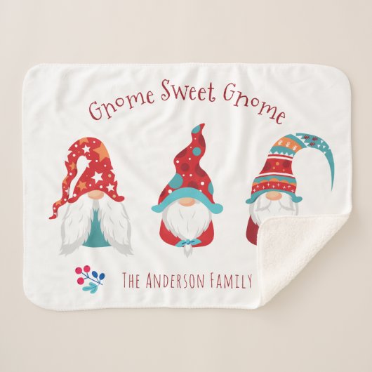 Couverture Sherpa Gnome Sweet Gnome Cute Simple Vacances Elf Moderne (Devant (Horizontal))