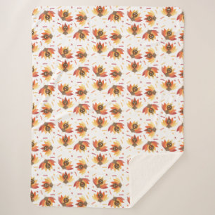 Couverture Sherpa Gobble Turquie Thanksgiving Motif coloré