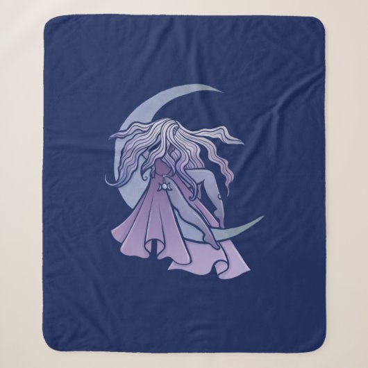Couverture Sherpa Goddess de lune violette Wiccan Triple Moon Symbol (Devant)