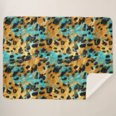 Couverture Sherpa Gold Aqua Black Leopard Animal (Devant (Horizontal))