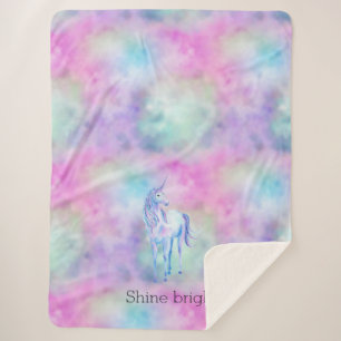 Couverture Sherpa Gold Aqua Purple Unicorn Sparkle