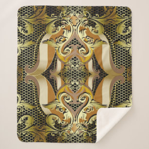 Couverture Sherpa Gold Baroque luxe 3d vintage sans couture motif. L