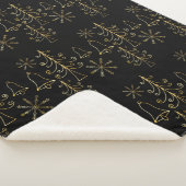Couverture Sherpa Gold Christmas Tree Bell et Snowflake Motif (3/4)