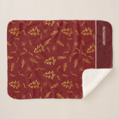 Couverture Sherpa Gold Foil Noël Arbre Motif Red Holiday (Devant (Horizontal))
