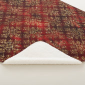 Couverture Sherpa Gold Holiday Red Christmas Metallic Damask Élégant (3/4)