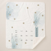 Couverture Sherpa Gold Stars & Nuages Blue Boy Mensuel Milestone (Devant)
